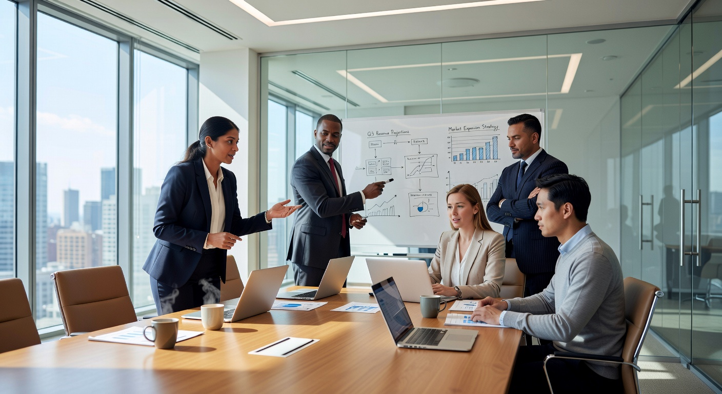 Professional team collaborating in conference room