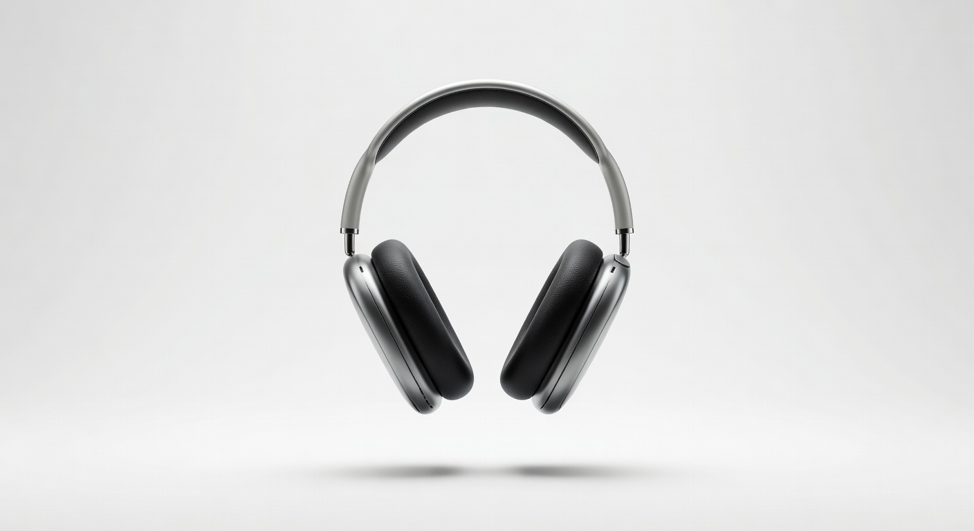 Ultra-realistic product photography of premium headphones with studio lighting