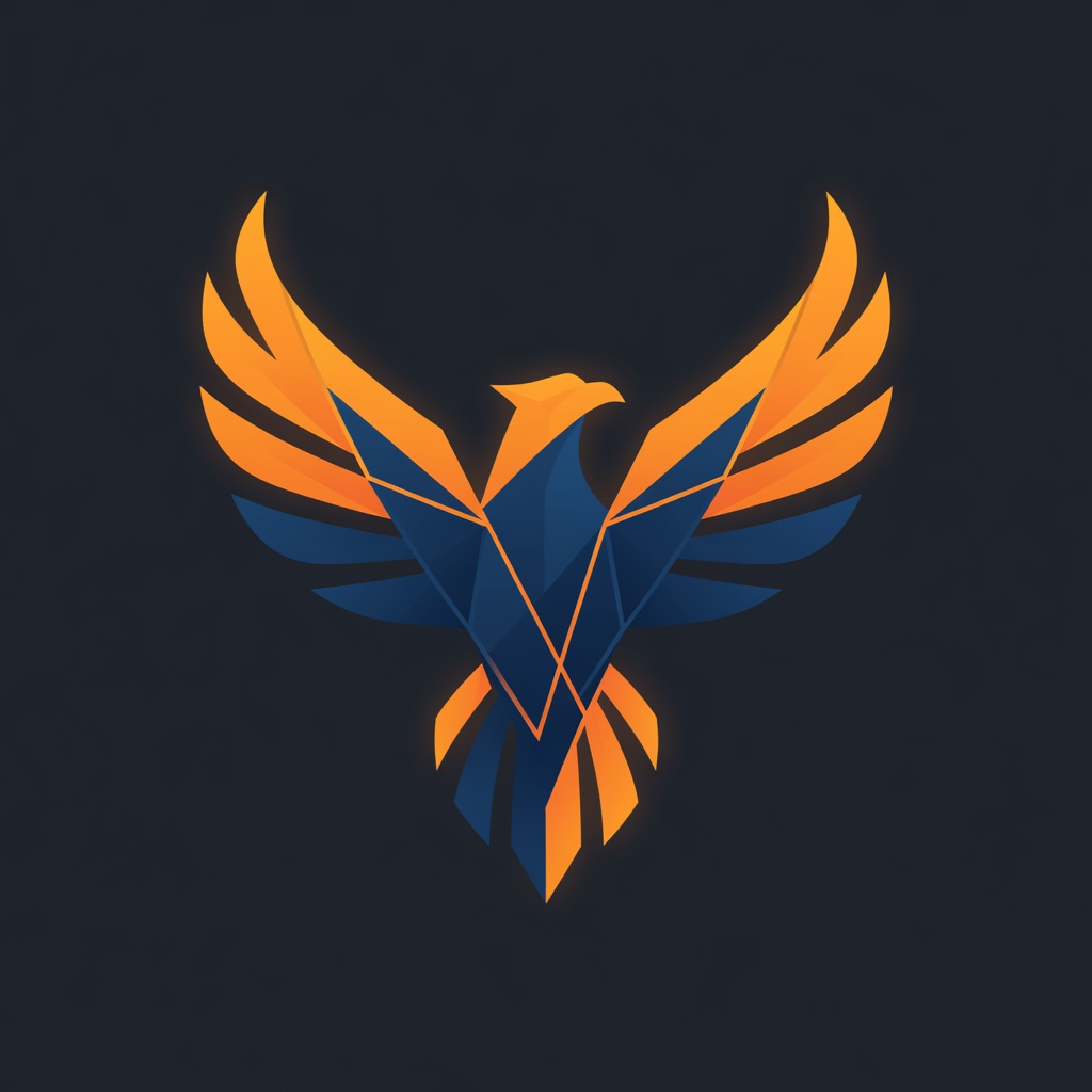 Modern tech startup phoenix logo design with gradient colors